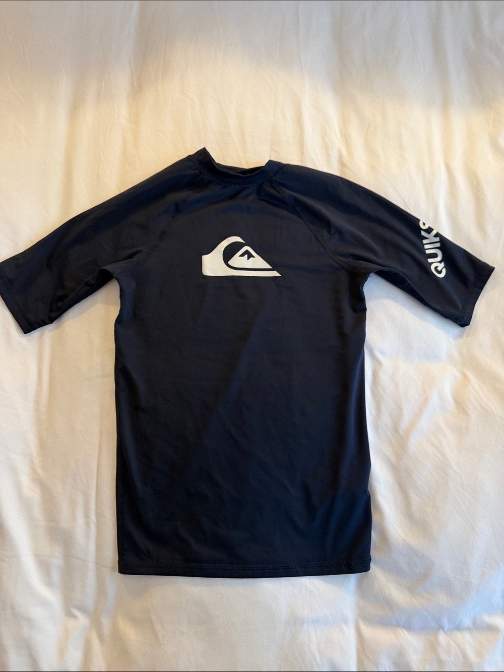 Quiksilver Navy and White Short Sleeve Kids Rashguard